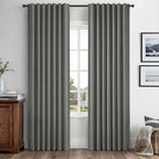 MIULEE 100% Blackout Linen Curtains 42 x 84 Inch Dark Grey 2 Panels | Thermal by MIULEE