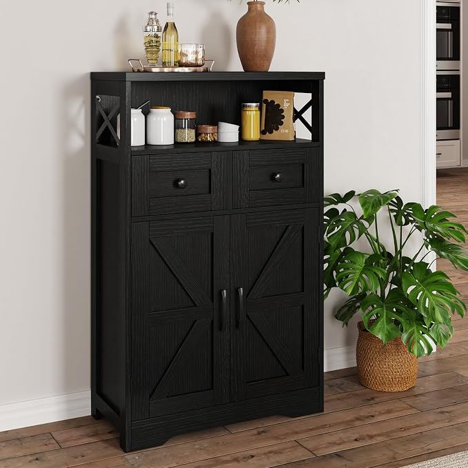 Black Farmhouse Kitchen Pantry Cabinet - Image 8