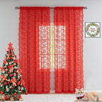 YJ YANJUN Vintage Lace Curtains 96 Inches Long-Victorian Floral Pattern Red by YJYANJUN