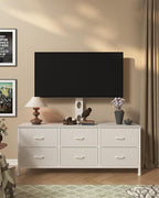 TV Stand with Mount, Fabric Dresser with 6 Drawers - Image 3