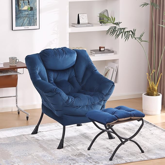 MBOOYOME Lazy Chair with Folding Ottoman, Modern Accent Armchair with Armrests - Image 5