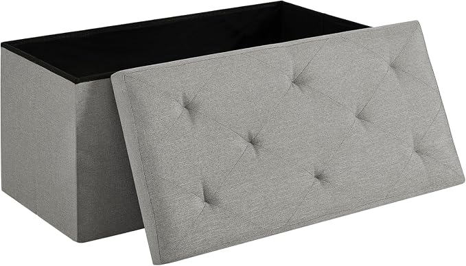 VECELO 30'' Folding Storage Ottoman Bench, Storage Chest, Linen Fabric Foot by VECELO