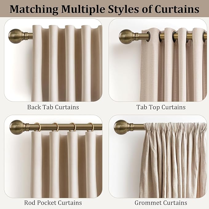Antique Bronze Curtain Rods for Windows 48 to 84 Inch 1" Diameter Adjustable - Image 4