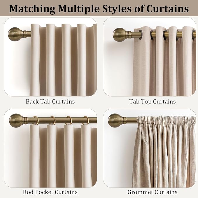 Antique Bronze Curtain Rods for Windows 28 to 48 Inch 1" Diameter Adjustable - Image 4