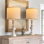 BOBOMOMO 24" Farmhouse Resin Table Lamp Set of 2, Vintage Lamps - Image 7