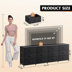 WLIVE 75.5'' Black Dresser for Bedroom, TV Stand for 85, 65 Inch TV, 12 Drawer - Image 3