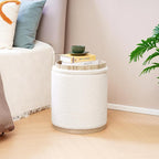 PINPLUS Round Ottoman with Storage Set of 2, Vanity Stool with Tray Storage - Image 9