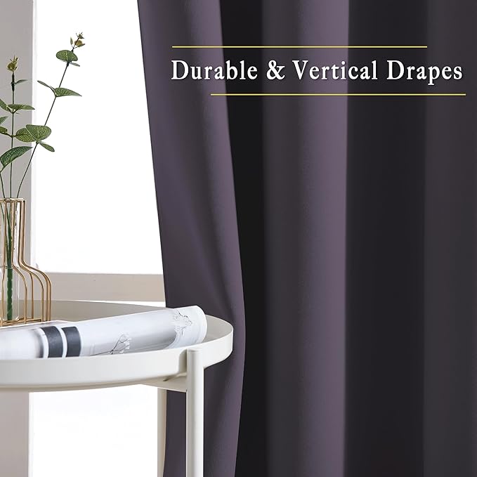 NICETOWN Greyish Purple Blackout Curtains 90 inches Long, Grommet Thermal - Image 5