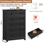 Joaxswe Farmhouse 5 Drawer Dresser - Image 2