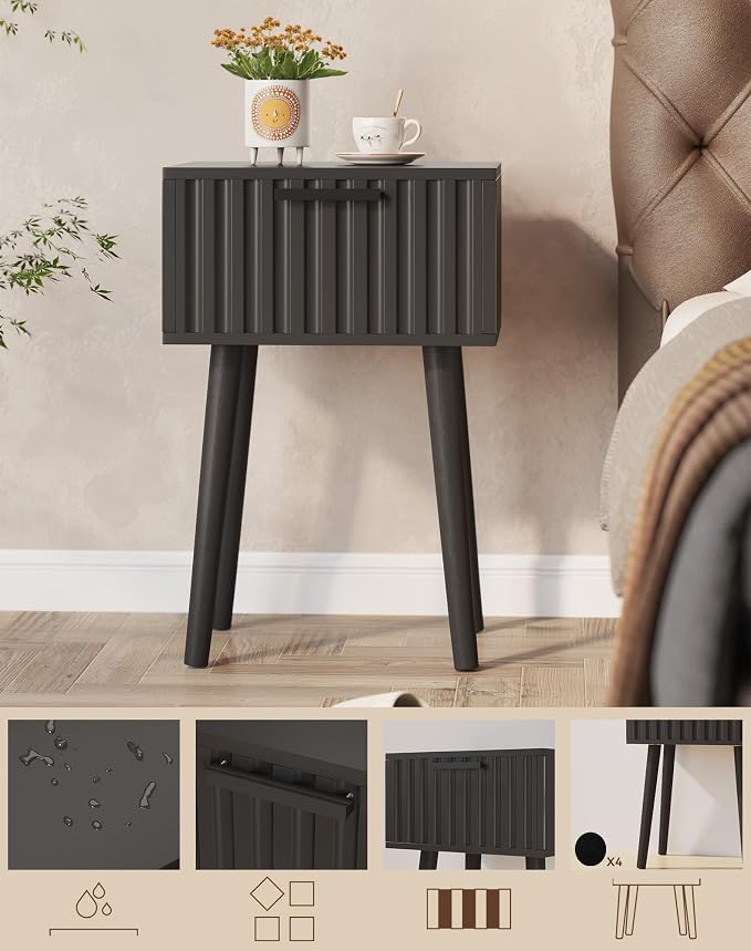 YMYNY Fluted Nightstand Set of 2, Small End Table, Modern Coffee Table - Image 4
