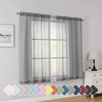 Simplebrand Grey Short Sheer Curtains 45 Inch Length by Simplebrand