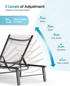 Ciokea Foldable Outdoor Lounge Chair, No Assembly Patio Chaise Lounge Outdoor - Image 7