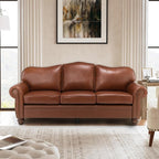 81" Genuine Leather Sofa, Classic 3-Seater Couchs by Thesupportyouneed