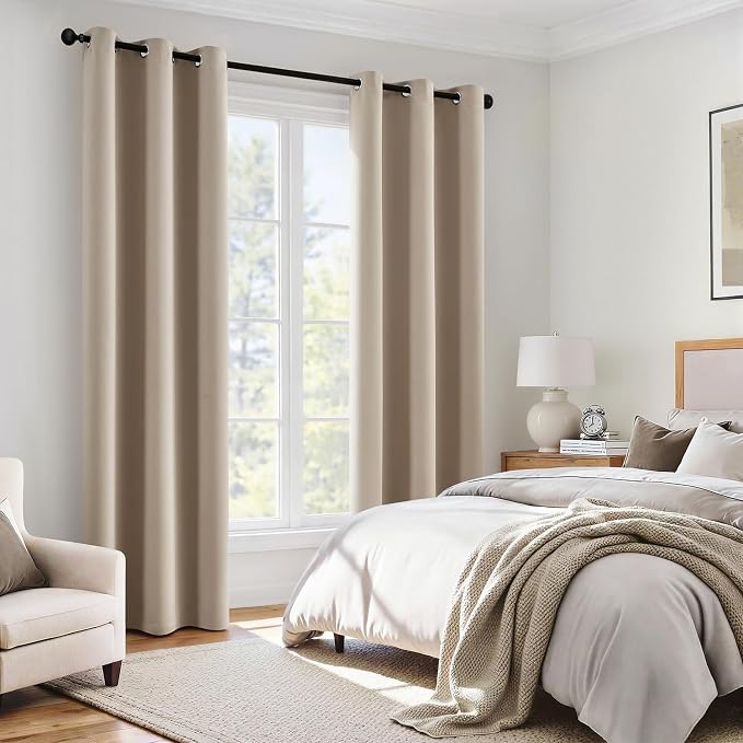 MIULEE Taupe 100% Blackout Curtains - Image 6