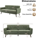 Tbfit 77.2" W Linen Sofa Couch, Mid Century Modern Decor Loveseat Couches - Image 2