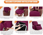 VANSOFY Recliner Chair Cover, 3-Pieces Stretch Recliner Covers - Image 6