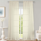 Sheer Cream Curtains 108 Inches Long by OWENIE