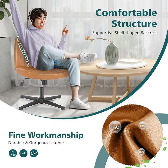 OLIXIS Criss Cross Legged Chairs Armless No Wheels Wide Seat Height Adjustable - Image 5