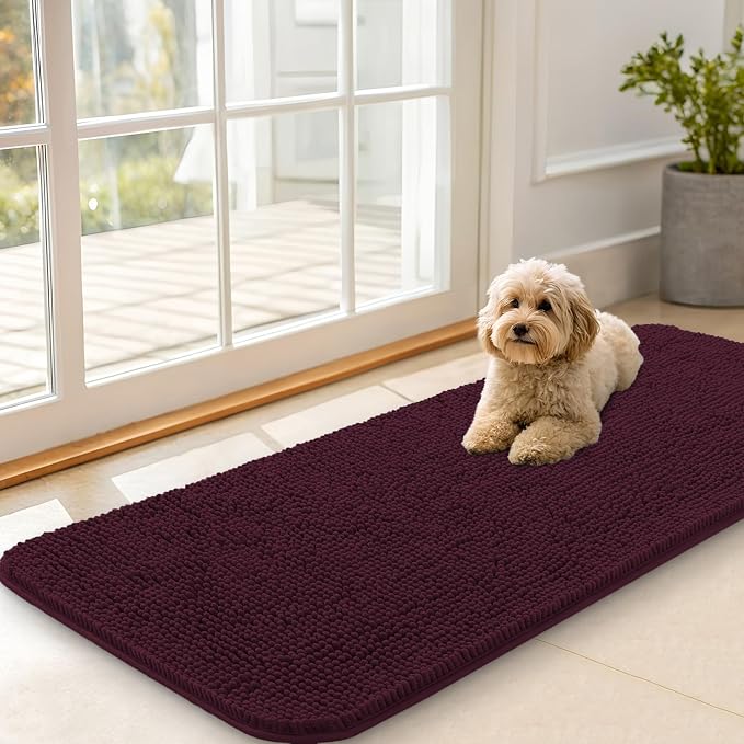 OLANLY Dog Door Mat for Muddy Paws 47x20, Super Absorbent Chenille Mud Mat | by OLANLY