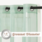 NICETOWN Sage Green Kitchen Curtains 45 inch Length, Grommet Voile Sheer Airy & - Image 2