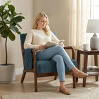 DUMOS Mid Century Modern Accent Chair, Upholstered Armchair - Image 7