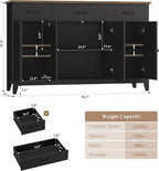 HORSTORS 55" Buffet Cabinet, Modern Farmhouse Sideboard Buffet - Image 3