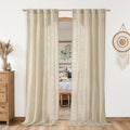 Natural Sheer Linen Curtains for Living Room Doorway 2 Panels | 80 inch Length by LAMIT