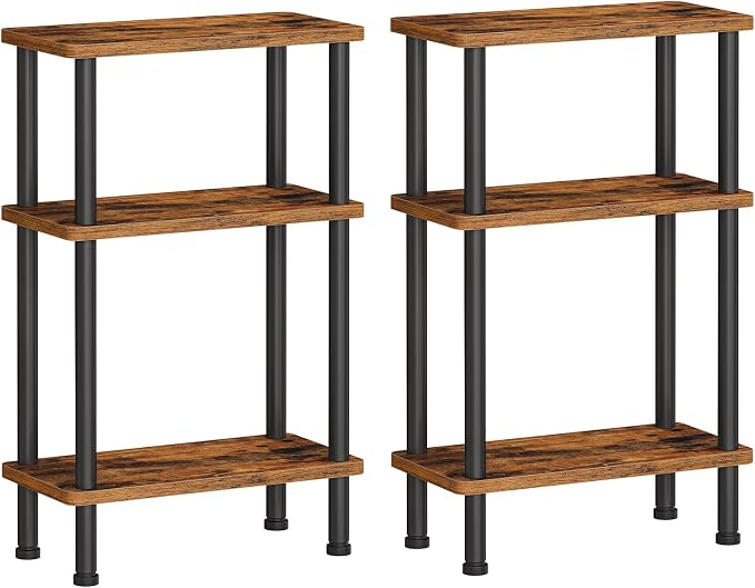 HOOBRO Narrow Side Table Set of 2, 3-Tier Slim End Table No Tools Needed by HOOBRO