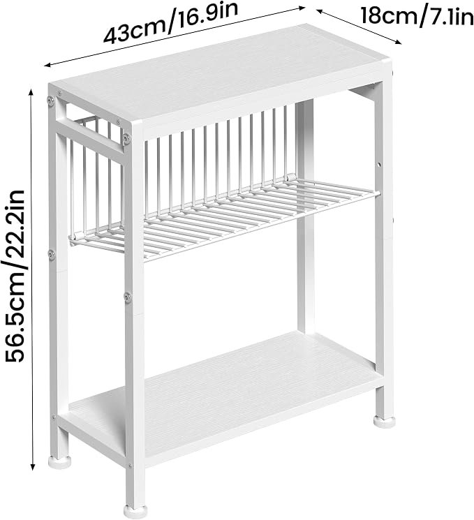 End Table Set of 2 for Small Space, 3-Tier Narrow Side Table - Image 3
