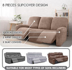 ULTICOR Velvet 8-Pieces Recliner Sofa Covers Stretch Reclining Couch Covers - Image 2