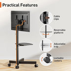 Perlegear Rolling TV Stand for 23-60 Inch LED Flat Screen/Curved TVs up to 88lbs - Image 7