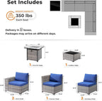 ovios 7 Pieces Patio Furniture Set, Outdoor Wicker Sectional Sofa - Image 8