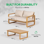 Idzo Ivy Loveseat with Coffee Table – Beige Fabric, 2-Seater Outdoor Sofa Set - Image 7