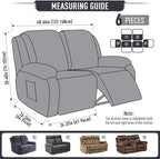 TAOCOCO Recliner Loveseat Slipcover, 6 Pieces Dual Recliner Sofa Covers - Image 5
