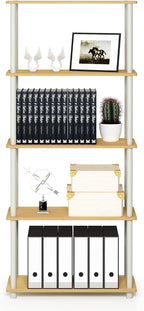 Furinno TURN-N-TUBE Storage Shelves, 5-Tier Book Shelf, Corner Shelf, Toolless - Image 4