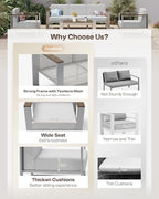 Outdoor Aluminum 3-Seat Sofa, Modern Patio Patio Furniture - Image 8
