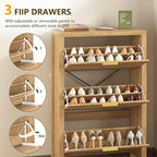YOMILUVE Shoe Cabinet Storage for Entryway, Fluted Shoe Cabinet - Image 4
