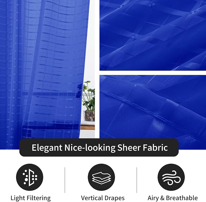 SpaceDresser Check Sheer Curtains 108 Inches Long - Image 4