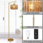 QIYIZM Glass Floor Lamp for Living Room, Mid Century Modern Brass Tall Lamp - Image 5