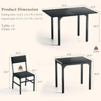 HUAHUU Dining Table Set for 4, Extendable Kitchen Table Cushion Chairs Set of 4 - Image 5