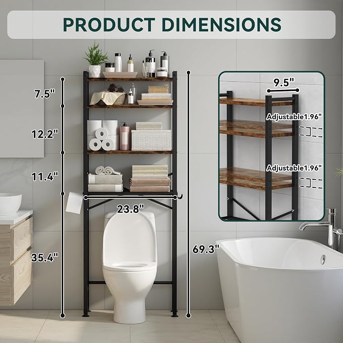 GloTika 4-Tier Over The Toilet Storage - Image 2