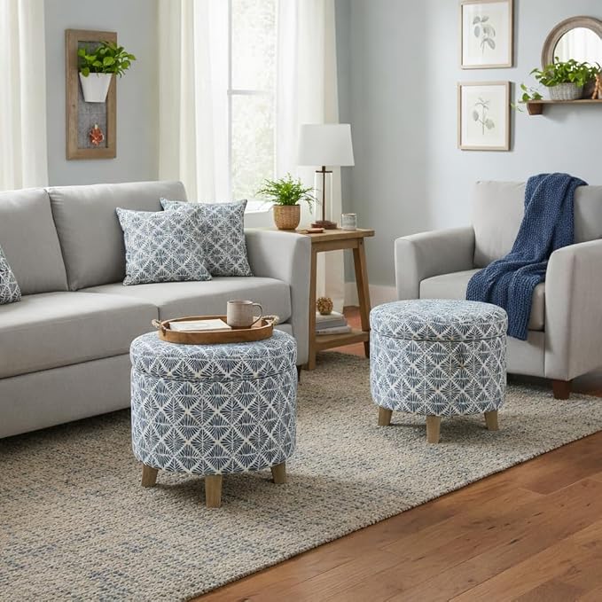 Homepop Home Decor | Upholstered Round Storage Ottoman | Ottoman - Image 4