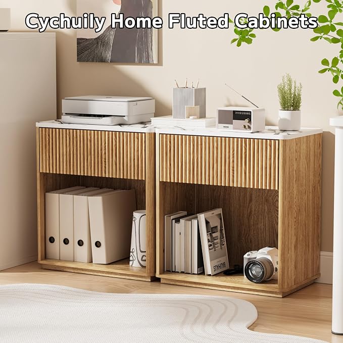 Modern Fluted Nightstand Set of 2 - Image 5