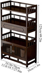 Bamboo Storage Cabinet with Drawer, Tea Set/Book/Decorative Items Storage Rack - Image 2