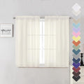 Ivory Sheer Curtains 45 Inch Length 2 Panels, Short Voile Drapes by Lecloud