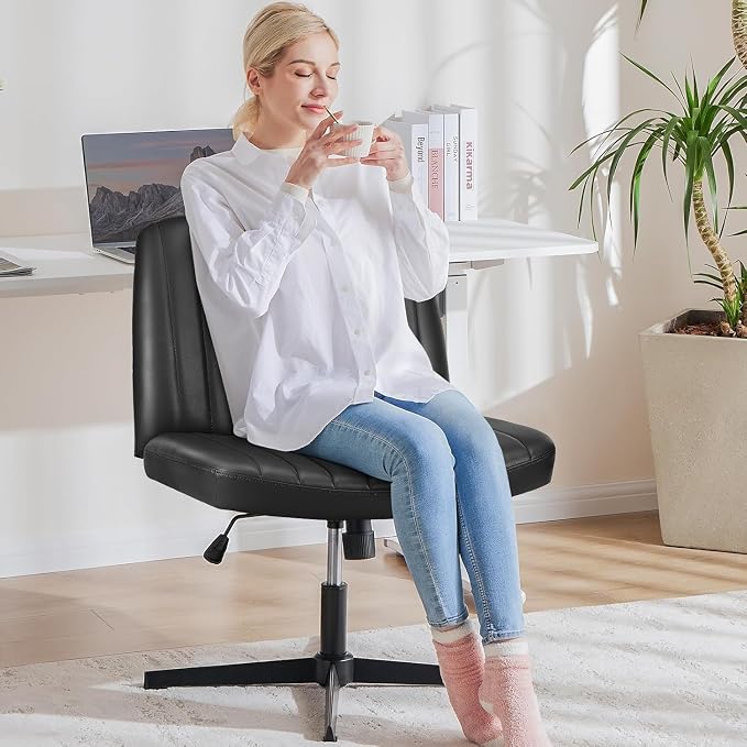 OLIXIS Criss Cross Legged Chairs Armless No Wheels Wide Seat Height Adjustable - Image 8