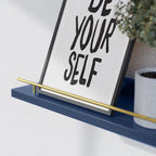 WOPITUES Floating Shelves with Gold Metal Guardrail, Shelves - Image 4