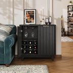 Fluted Coffee Bar Cabinet with Storage, Modern Sideboard Buffet Cabinet with - Image 9