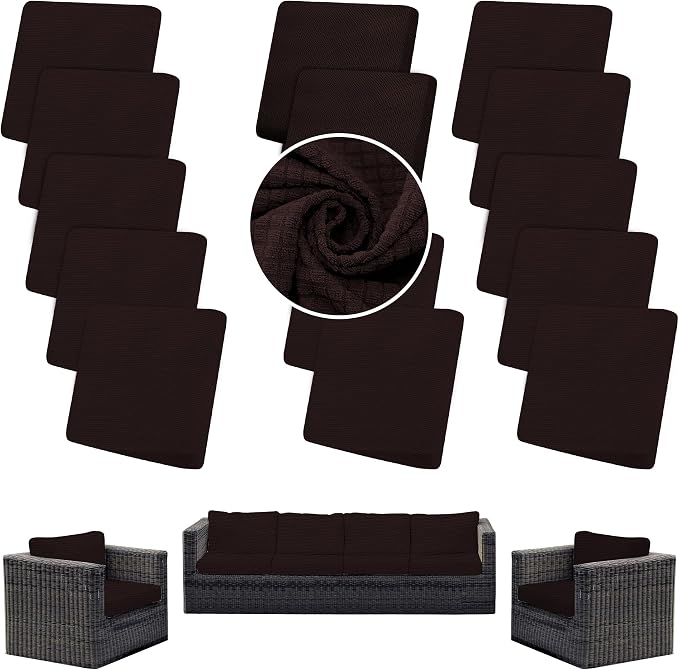 14PCS Patio Cushion Covers, Patio Furniture Couch Seat Slipcovers | Washable by SUKAIKEQA