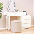 PINPLUS Round Ottoman with Storage Set of 2, Vanity Stool with Storage - Image 5